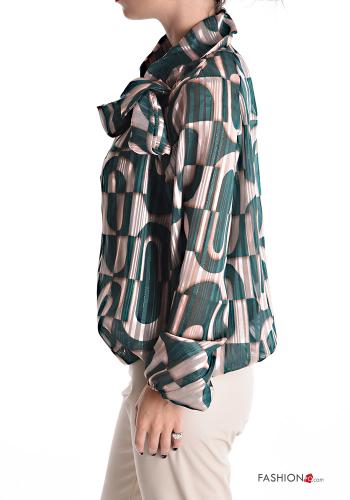 Bedrucktes Lurex Bluse mit Schleife - ph 3