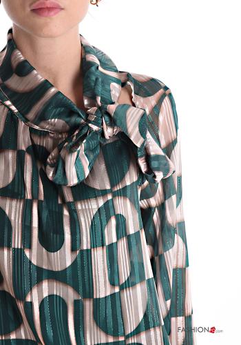 Bedrucktes Lurex Bluse mit Schleife - ph 4