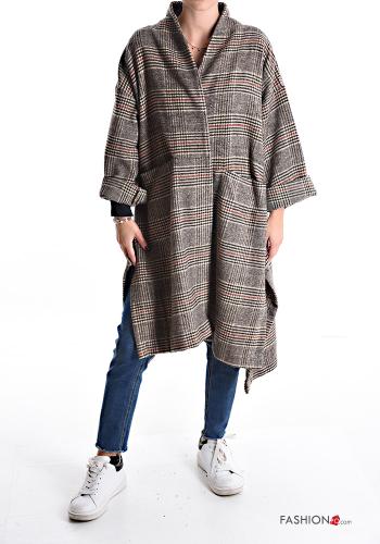 Vichy Muster Oversize Mantel mit Taschen - ph 1
