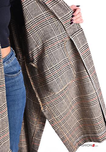 Vichy Muster Oversize Mantel mit Taschen - ph 5