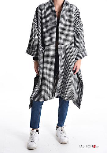 Vichy Muster asymmetrisch Mantel mit Taschen - ph 1