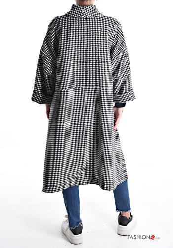Vichy Muster asymmetrisch Mantel mit Taschen - ph 2