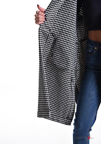 Vichy Muster asymmetrisch Mantel mit Taschen - ph 5