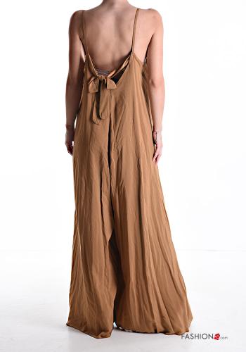 Jumpsuit lungo wide leg scollato sulla schiena con fiocco scollo a V - ph 2