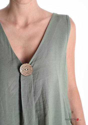 sleeveless backless Linen Top with buttons with v-neck - ph 4