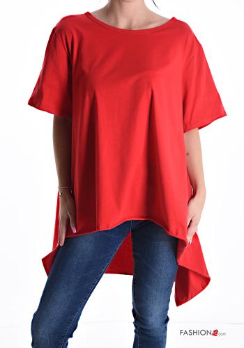 Oversize u-boot ausschnitt asymmetrisch kurze ärmel T-shirt aus Baumwolle