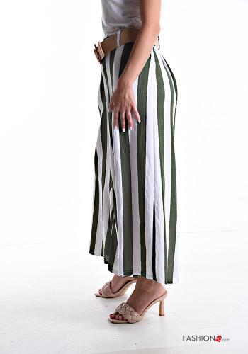 Striped wide leg Linen Trousers with belt with elastic - ph 3