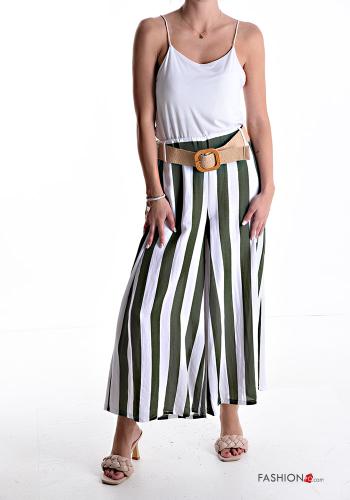 Striped wide leg Linen Trousers with belt with elastic - ph 5