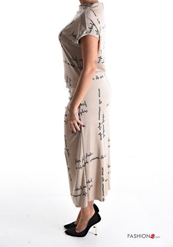 Robe sans manches longue manches courtes Imprimé écrit - ph 3