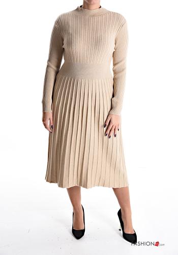 pleated long sleeve Dress Rollneck - ph 1