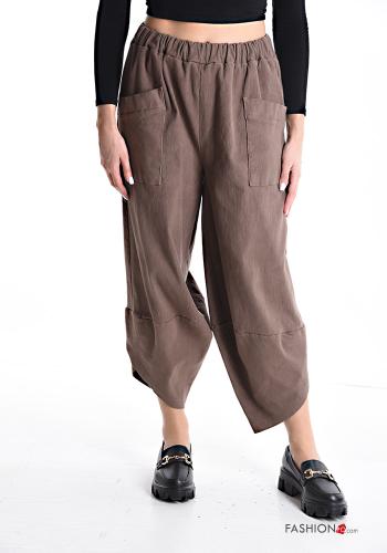 Samt Hose aus Baumwolle mit Taschen mit gummizug - ph 1