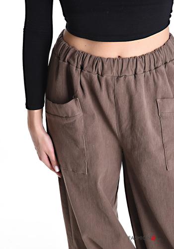Samt Hose aus Baumwolle mit Taschen mit gummizug - ph 4