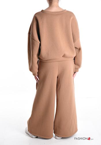 Tuta sportiva in Cotone wide leg Fantasia scritta con elastico con tasche con coulisse - ph 2
