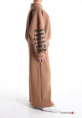 Tuta sportiva in Cotone wide leg Fantasia scritta con elastico con tasche con coulisse - ph 3