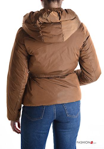 Daunenjacke mit Gürtel mit Kapuze mit Reißverschluss mit Taschen mit Gürteltasche - ph 2