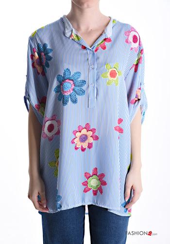 Camisa manga curta Floral com botões