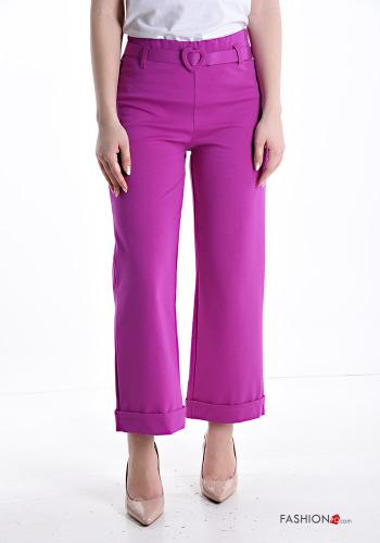 Trousers with belt with elastic