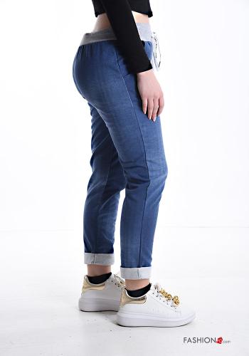 Denim Jogginghose aus Baumwolle mit Taschen mit gummizug mit kordelzug - ph 3