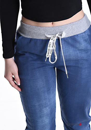 Denim Jogginghose aus Baumwolle mit Taschen mit gummizug mit kordelzug - ph 4