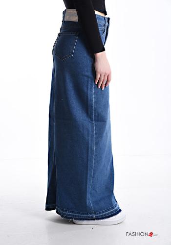 Jupe en Coton Longuette au bord brut en denim avec poches avec fonte - ph 3
