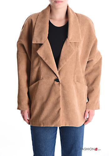 Streifenmuster Jacke mit Knöpfen mit Futter mit Taschen - ph 1
