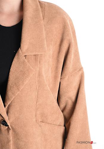 Streifenmuster Jacke mit Knöpfen mit Futter mit Taschen - ph 4