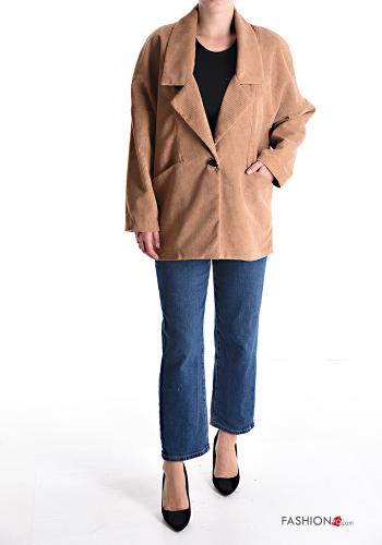 Streifenmuster Jacke mit Knöpfen mit Futter mit Taschen - ph 5