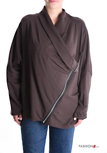 Felpa in Cotone asimmetrico con zip - ph 1