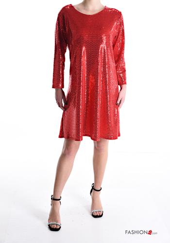 Robe brillant à genoux manches longues