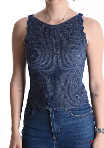 Top curto sem mangas em jersey canelado lurex - ph 1