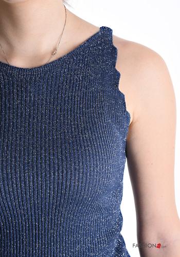 Top curto sem mangas em jersey canelado lurex - ph 4