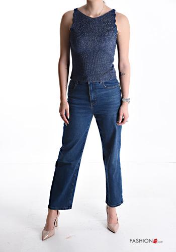 Top curto sem mangas em jersey canelado lurex - ph 5