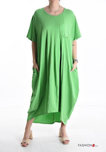 Abito in Cotone girocollo oversize maniche corte con tasche - ph 1