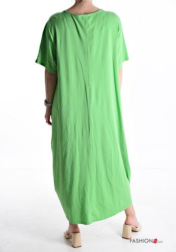 Abito in Cotone girocollo oversize maniche corte con tasche - ph 2