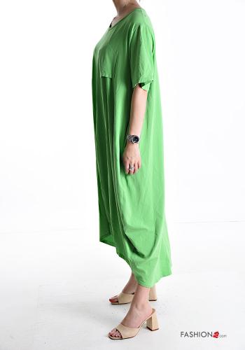 Abito in Cotone girocollo oversize maniche corte con tasche - ph 3