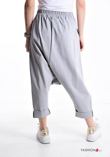 Oversize mit tiefem schritt Hose aus Baumwolle mit Taschen mit gummizug - ph 2