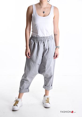 Oversize mit tiefem schritt Hose aus Baumwolle mit Taschen mit gummizug - ph 5