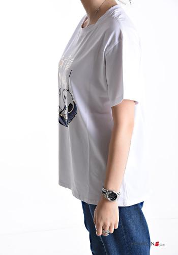T-shirt in Cotone maniche corte girocollo Fantasia stampata - ph 3