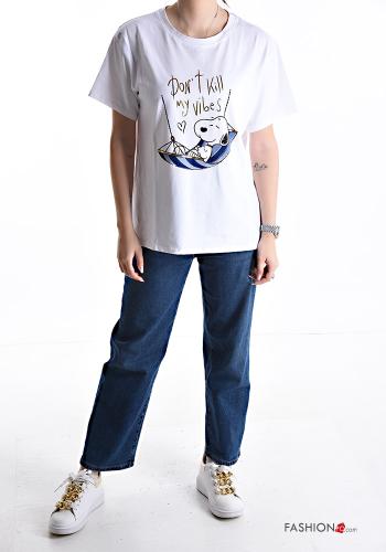 T-shirt in Cotone maniche corte girocollo Fantasia stampata - ph 5
