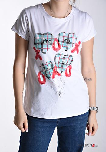 T-shirt in Cotone maniche corte girocollo Fantasia stampata - ph 1
