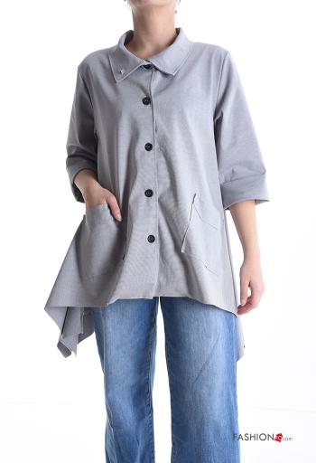 Giacca in Cotone maniche lunghe con bottoni con tasche - ph 1