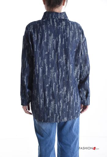 Camicia in Cotone con colletto denim maniche lunghe con bottoni con tasche - ph 2