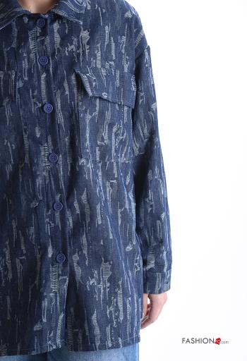 Camicia in Cotone con colletto denim maniche lunghe con bottoni con tasche - ph 4