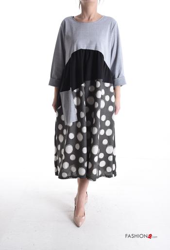 Abito in Cotone girocollo oversize maniche lunghe con tasche - ph 1
