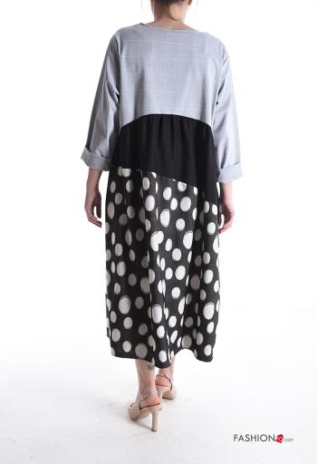 Abito in Cotone girocollo oversize maniche lunghe con tasche - ph 2