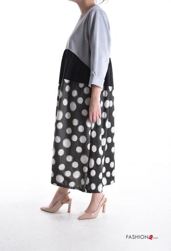 Abito in Cotone girocollo oversize maniche lunghe con tasche - ph 3