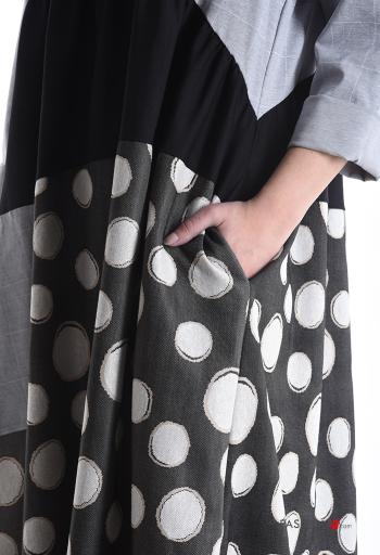 Abito in Cotone girocollo oversize maniche lunghe con tasche - ph 4