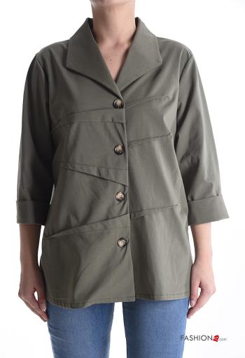 Veste en Coton manches longues à collet à boutons