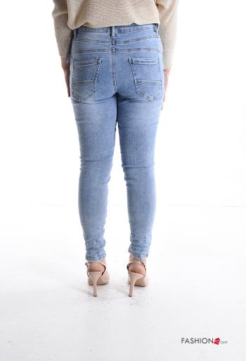 Jeans in Cotone denim skinny con bottoni con tasche - ph 2