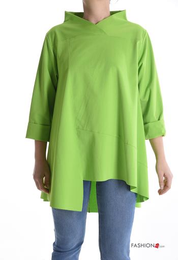 long sleeve asymmetrical Cotton Blouse - ph 1